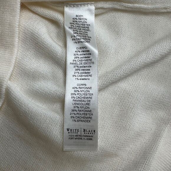 White House Black Market Womens Cream Cutout Sweater Size M - Picture 5 of 9